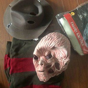 Freddy Kreuger Costume, Mask, Hat and Sweater, Men Costume